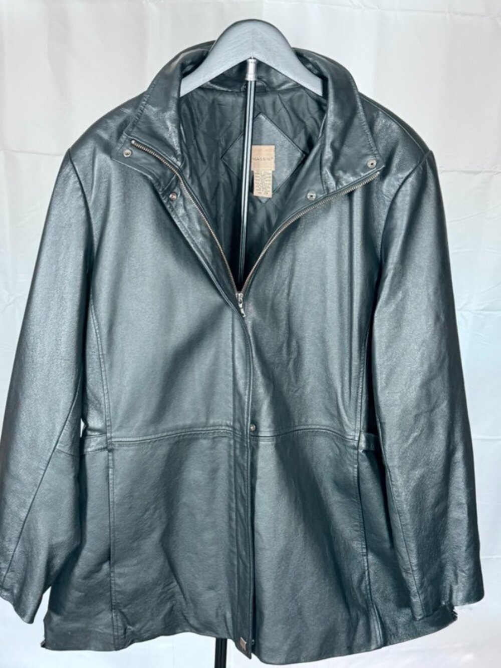 Massini 2X Leather Jacket ~ Detachable Faux Fur Hood ~ Black - Picture 4 of 6